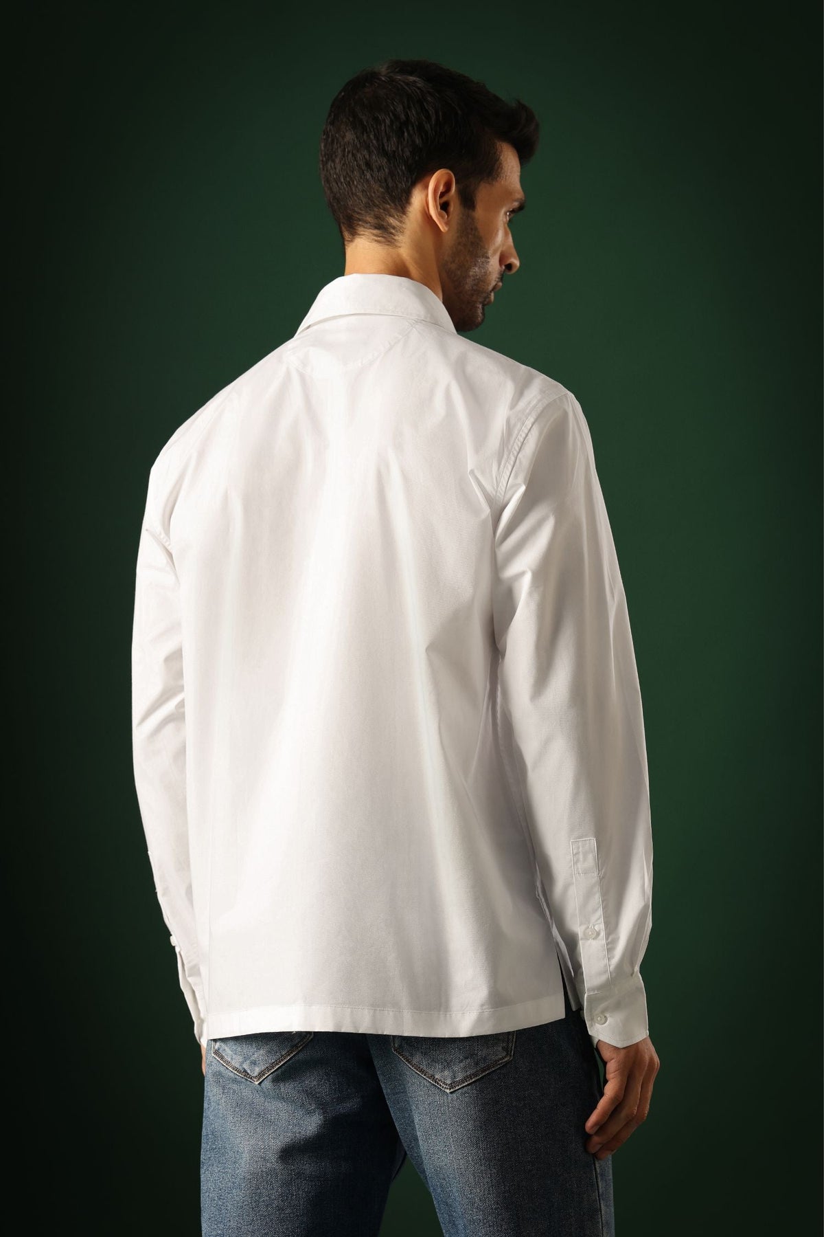 Chameleon - Hand Embroidered Oversized Designer Shirt - White