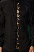 Zodiac Signs - Hand Embroidered Designer Shirt - Black