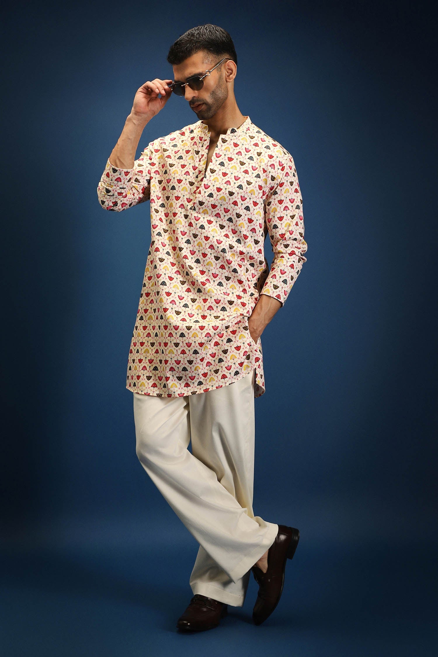 Rokoko Print Kurta - Ivory