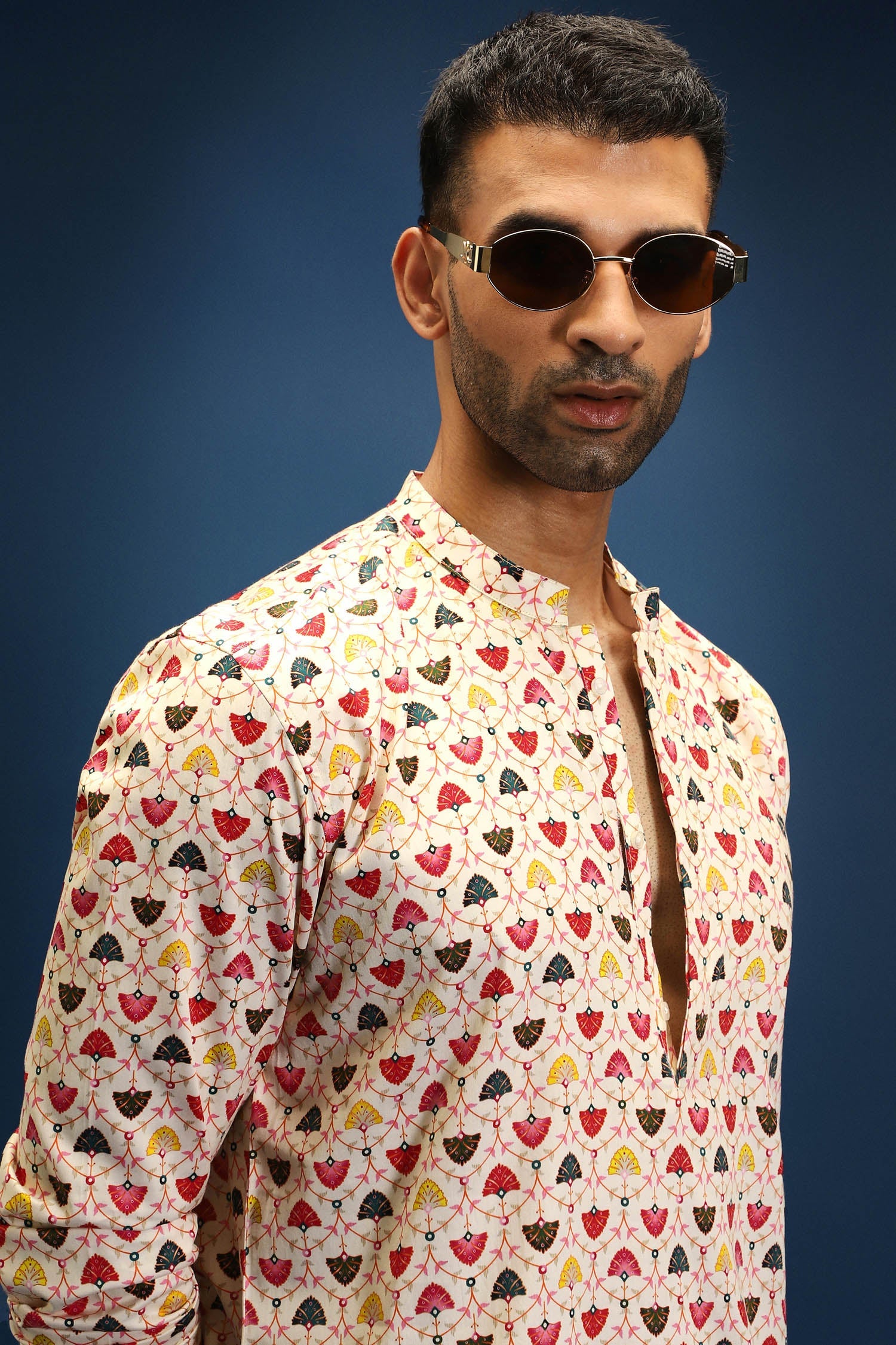 Rokoko Print Kurta - Ivory