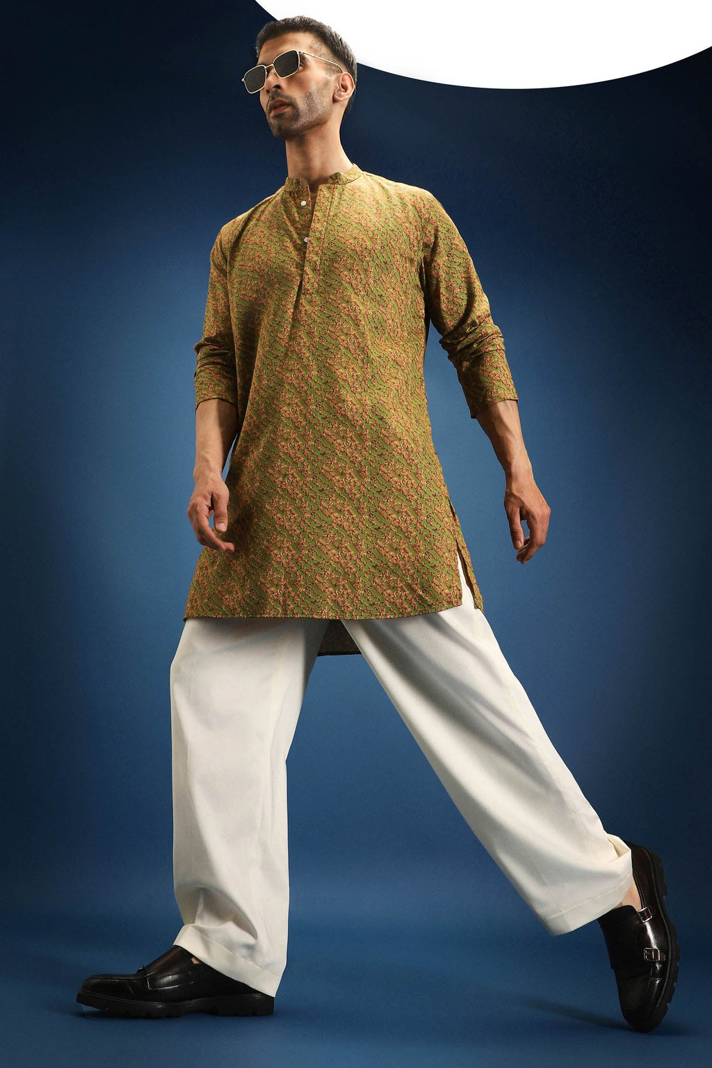 Enlace Print Kurta - Green