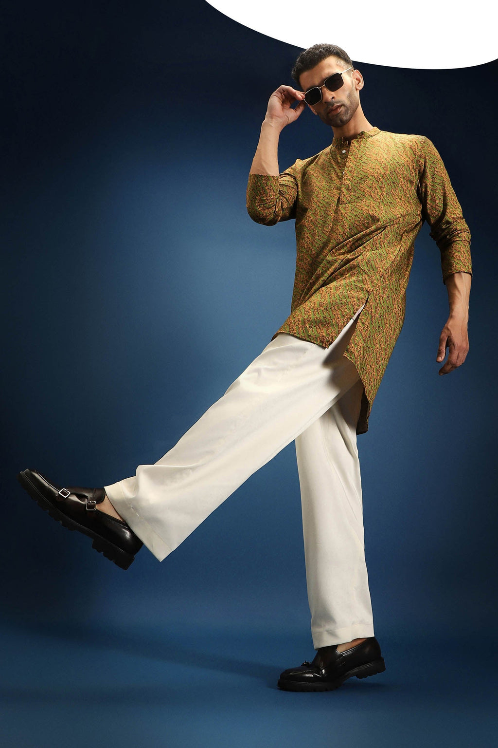 Enlace Print Kurta - Green