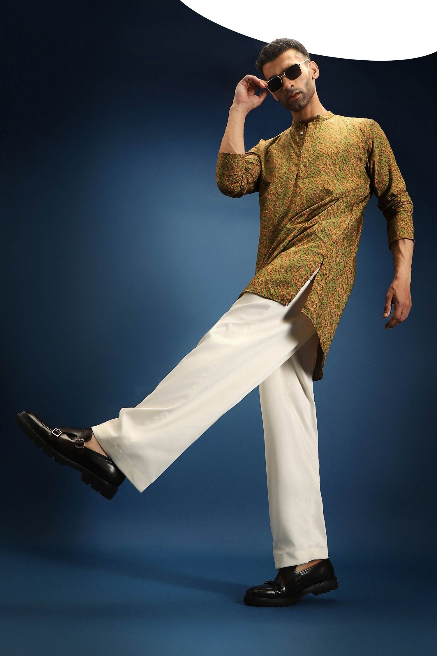 Enlace Print Kurta - Green