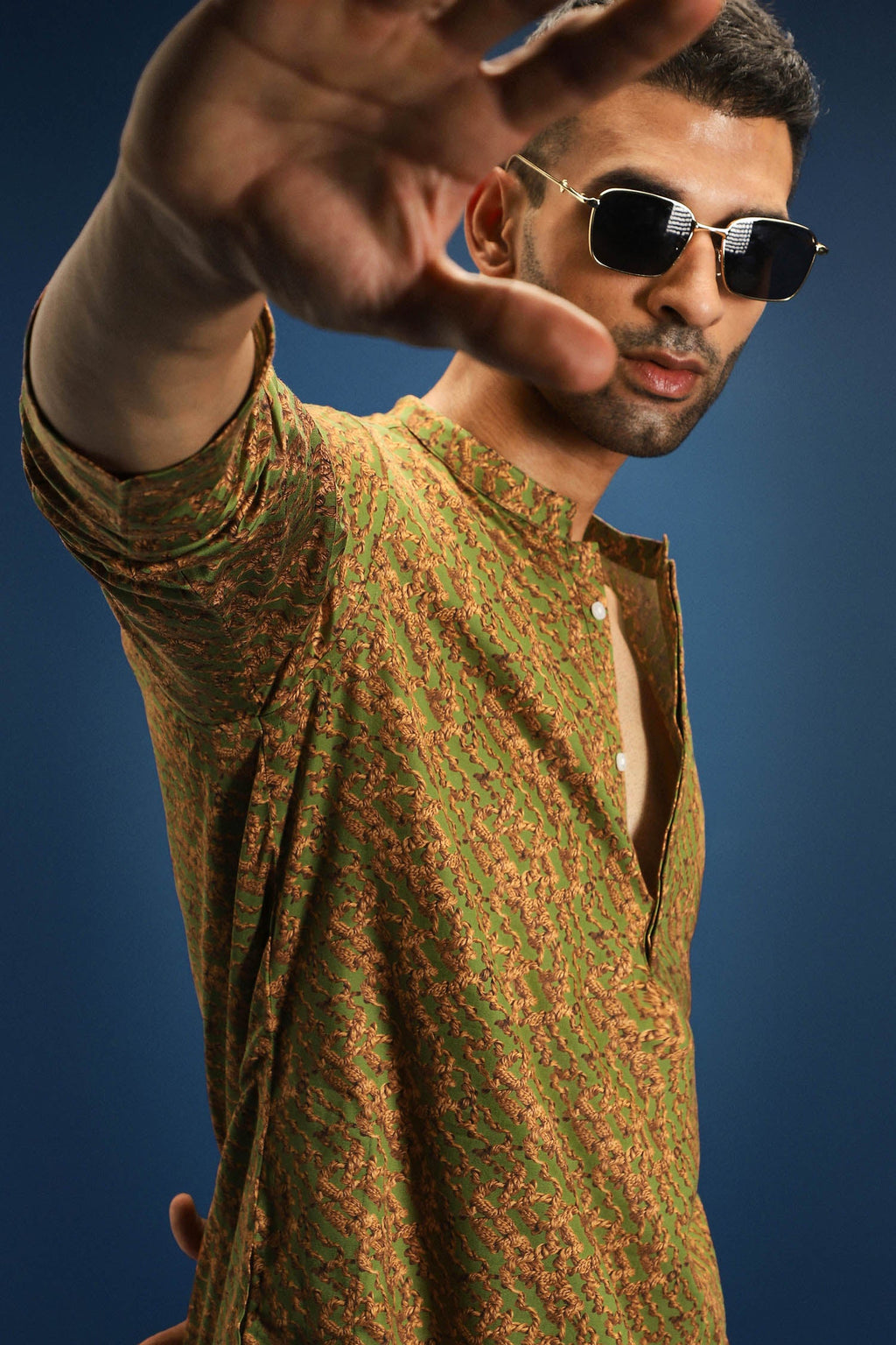 Enlace Print Kurta - Green