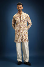 Bond Print Kurta - Ivory