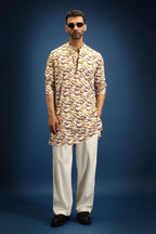 Bond Print Kurta - Ivory