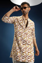 Bond Print Kurta - Ivory