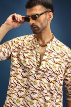 Bond Print Kurta - Ivory