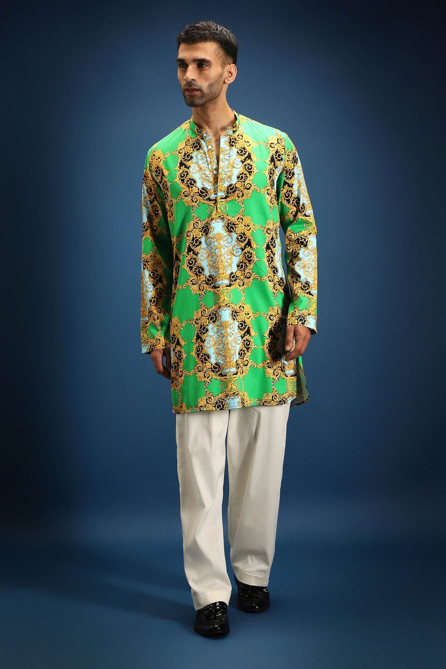 Medusa print kurta - Green