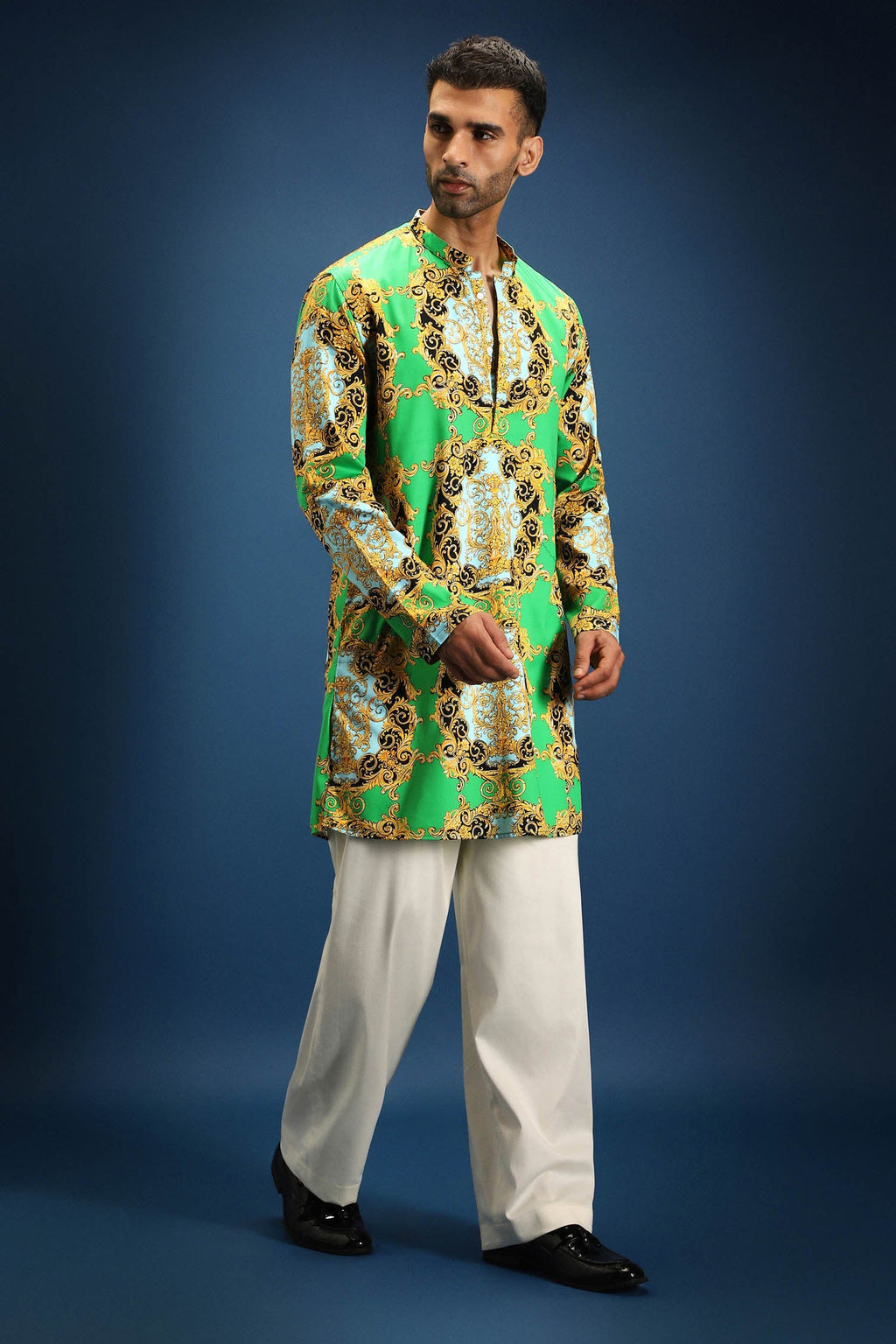 Medusa print kurta - Green