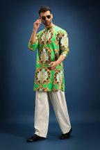 Medusa print kurta - Green