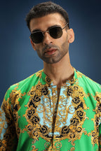 Medusa print kurta - Green