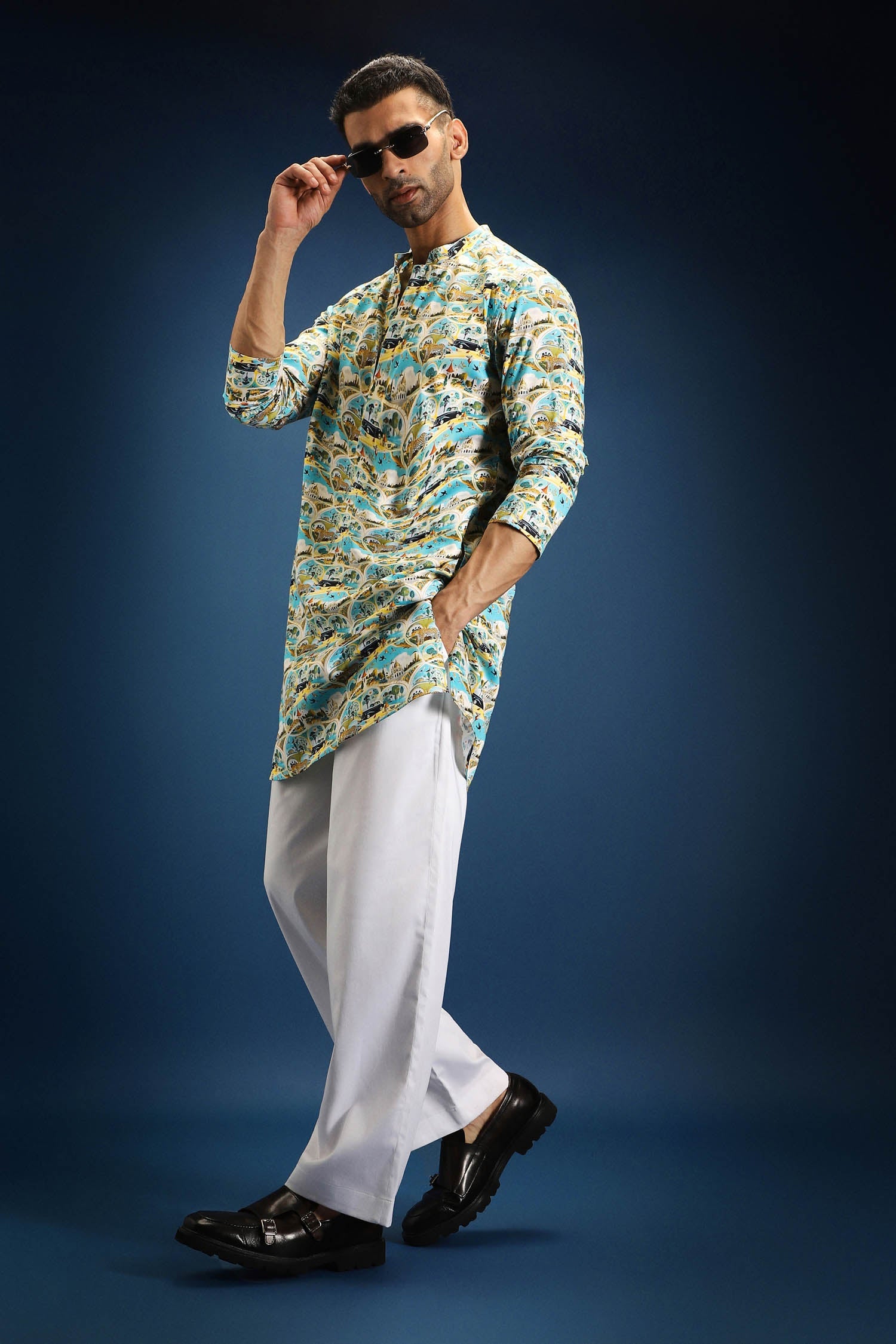 Frolic print kurta - Blue