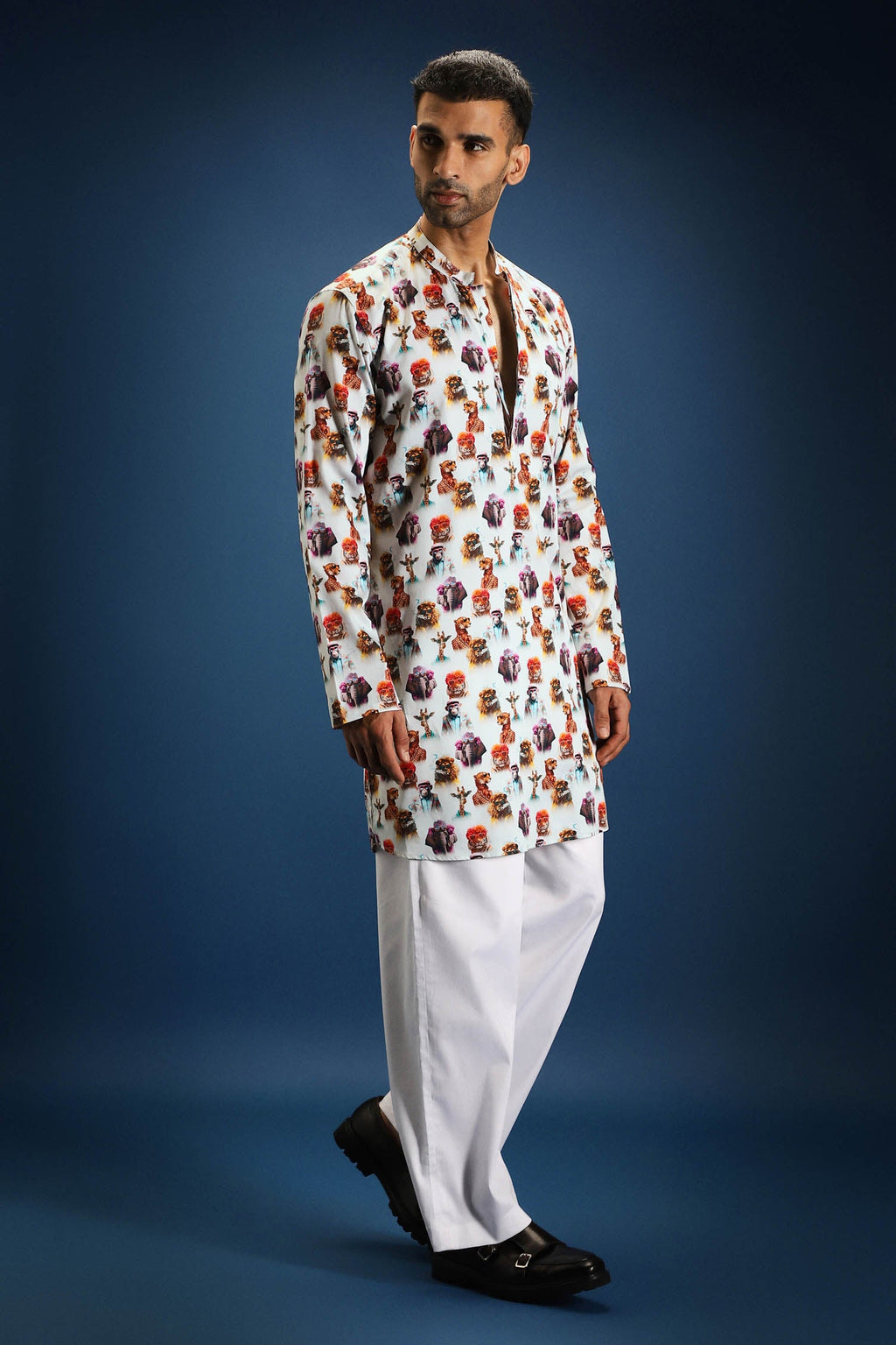 Muse print kurta - White