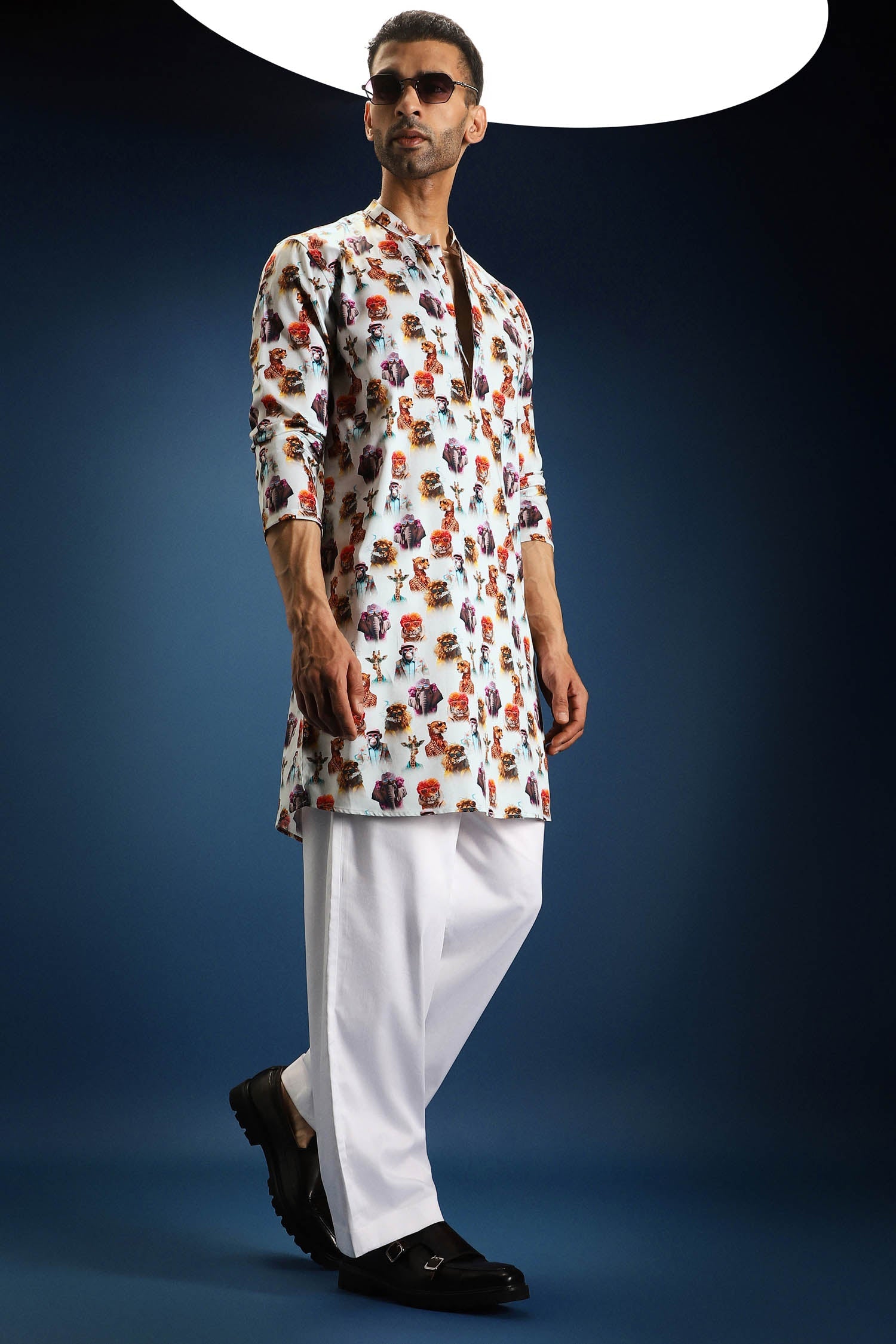 Muse print kurta - White