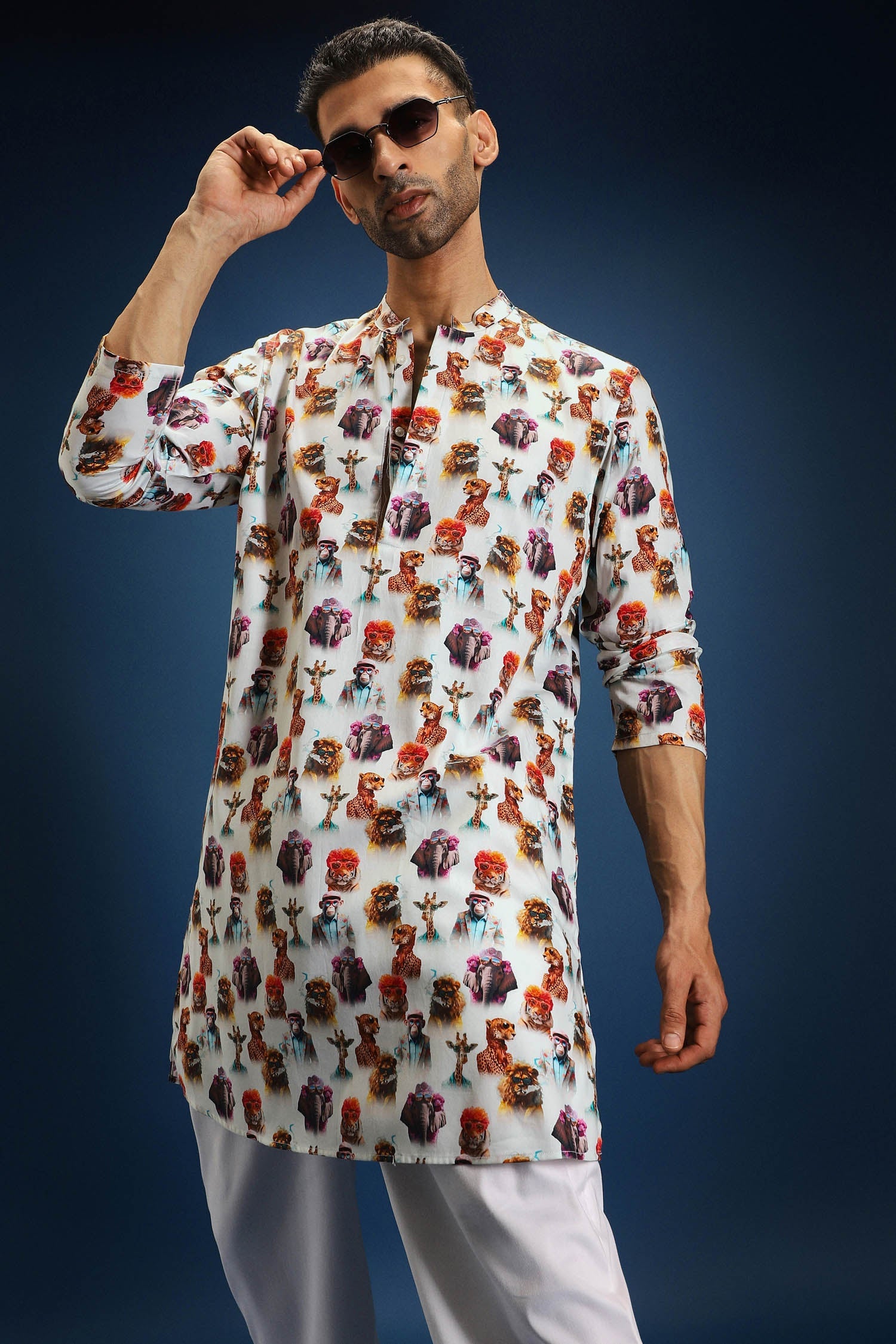 Muse print kurta - White