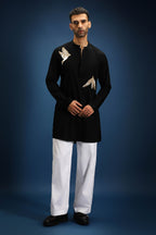 Nestling(Bird)- Hand Embroidered Designer Kurta - Black