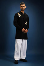 Nestling(Bird)- Hand Embroidered Designer Kurta - Black