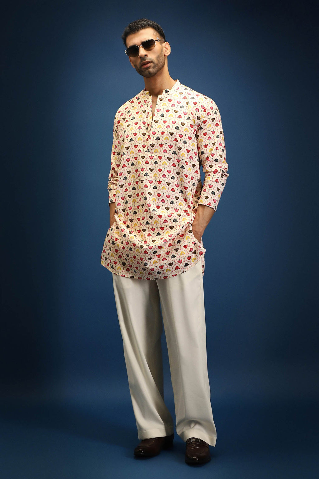 Rokoko Print Kurta - Ivory