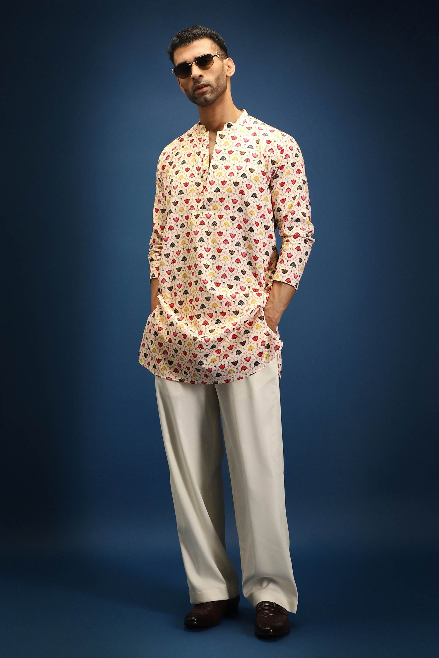 Rokoko Print Kurta - Ivory