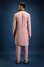 Gulnaar Elegance Velvet Patch Kurta - Pink