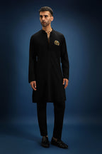 Yanai Kurta - Hand Embroidered Designer Kurta - Black