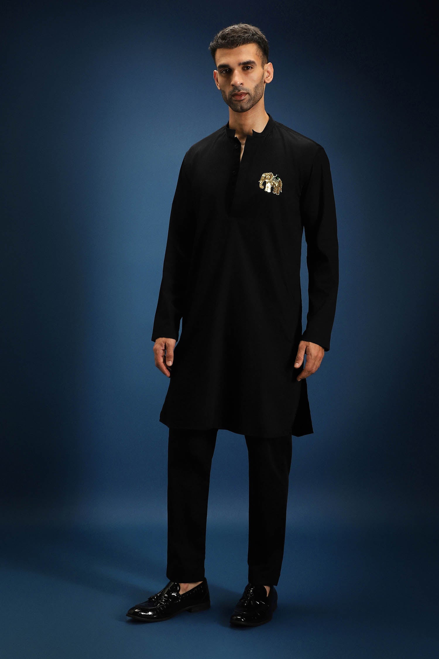 Yanai Kurta - Hand Embroidered Designer Kurta - Black