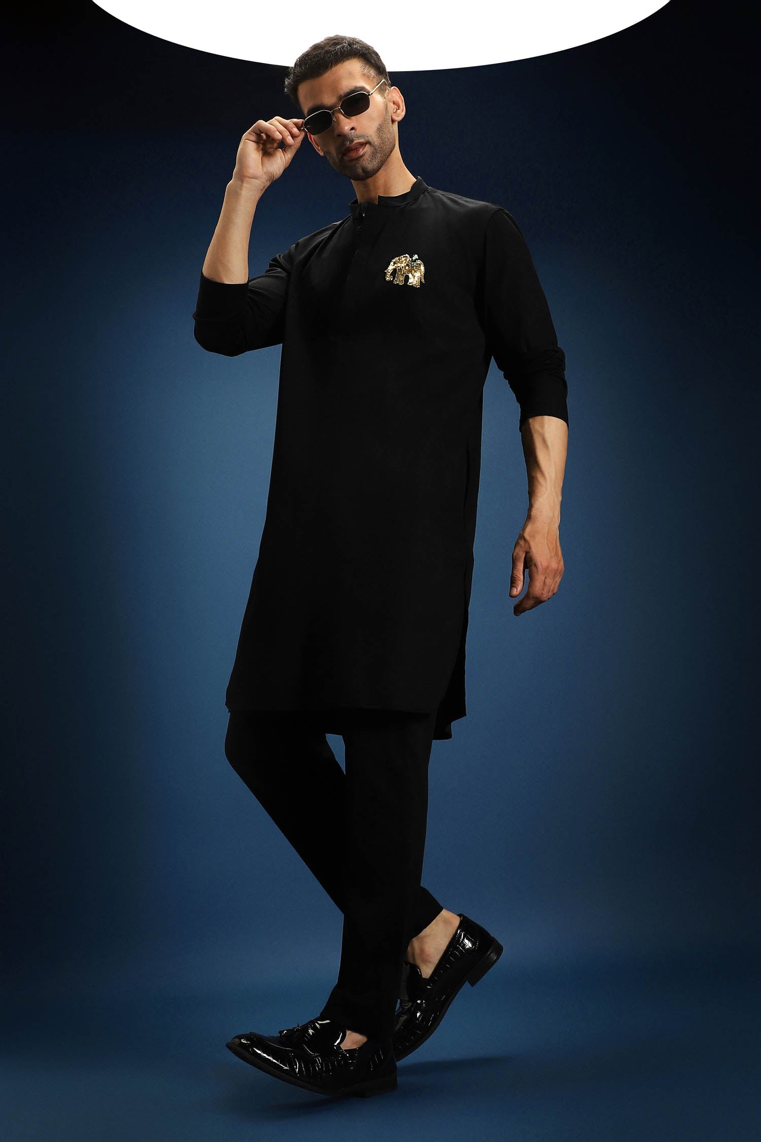 Yanai Kurta - Hand Embroidered Designer Kurta - Black
