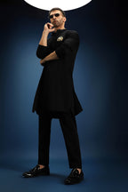 Yanai Kurta - Hand Embroidered Designer Kurta - Black