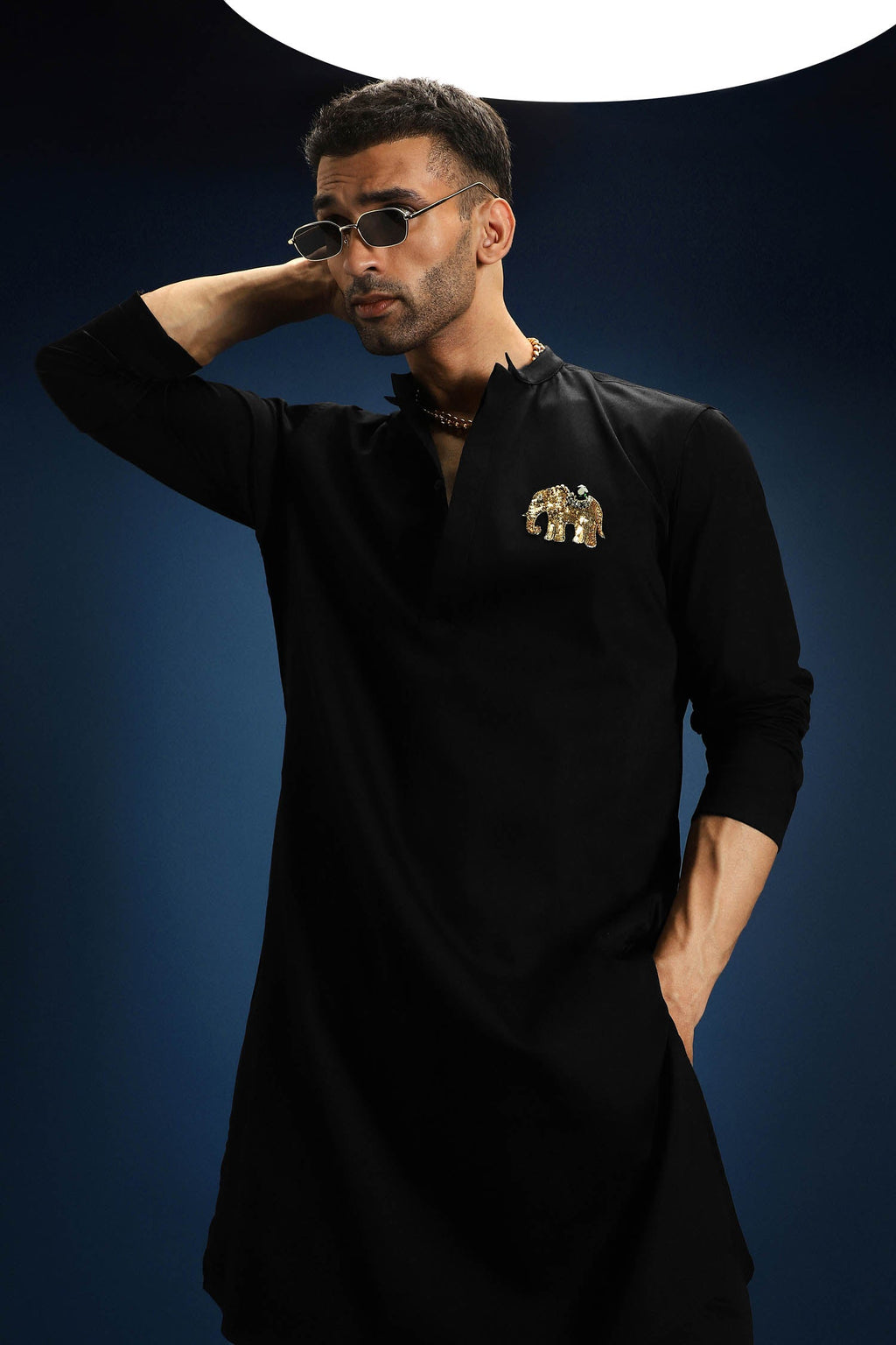 Yanai Kurta - Hand Embroidered Designer Kurta - Black