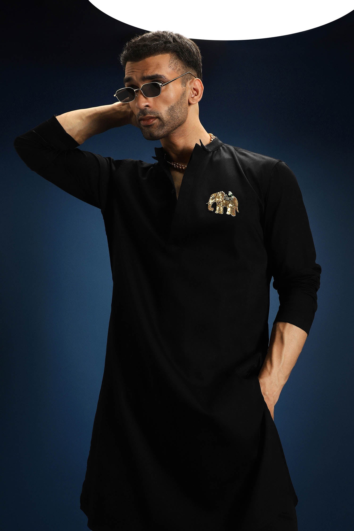 Yanai Kurta - Hand Embroidered Designer Kurta - Black