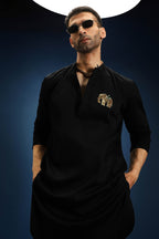 Yanai Kurta - Hand Embroidered Designer Kurta - Black