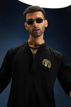 Yanai Kurta - Hand Embroidered Designer Kurta - Black