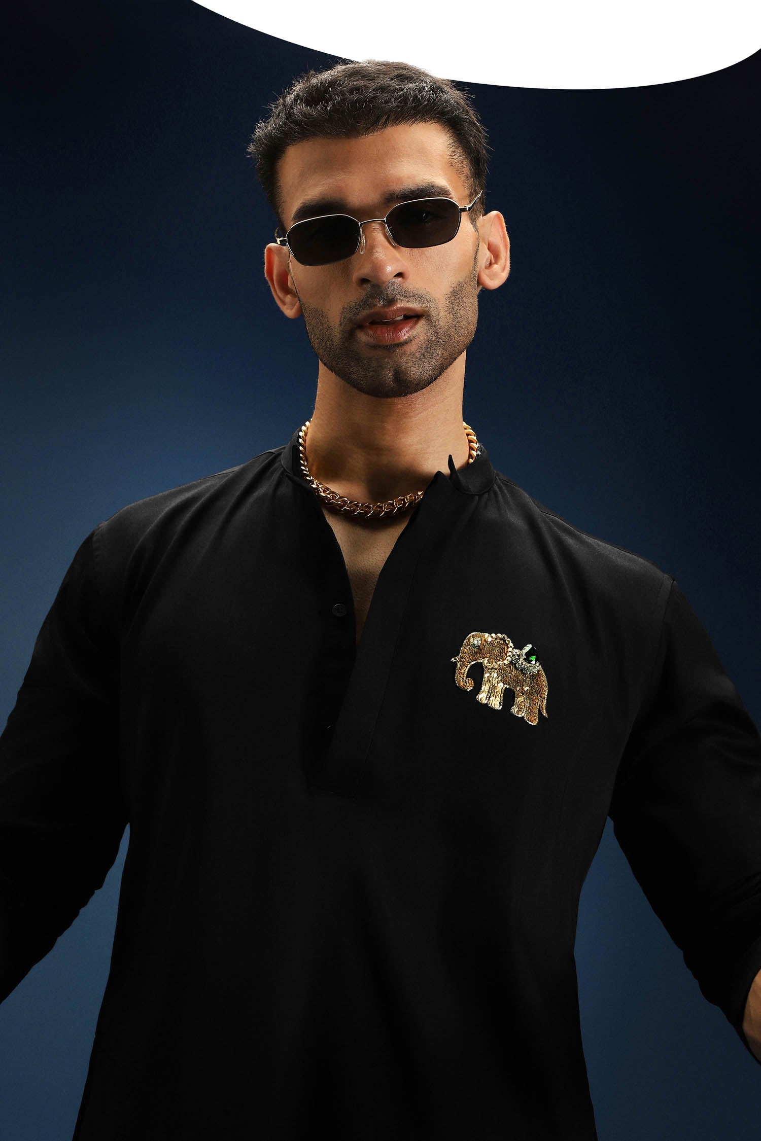 Yanai Kurta - Hand Embroidered Designer Kurta - Black