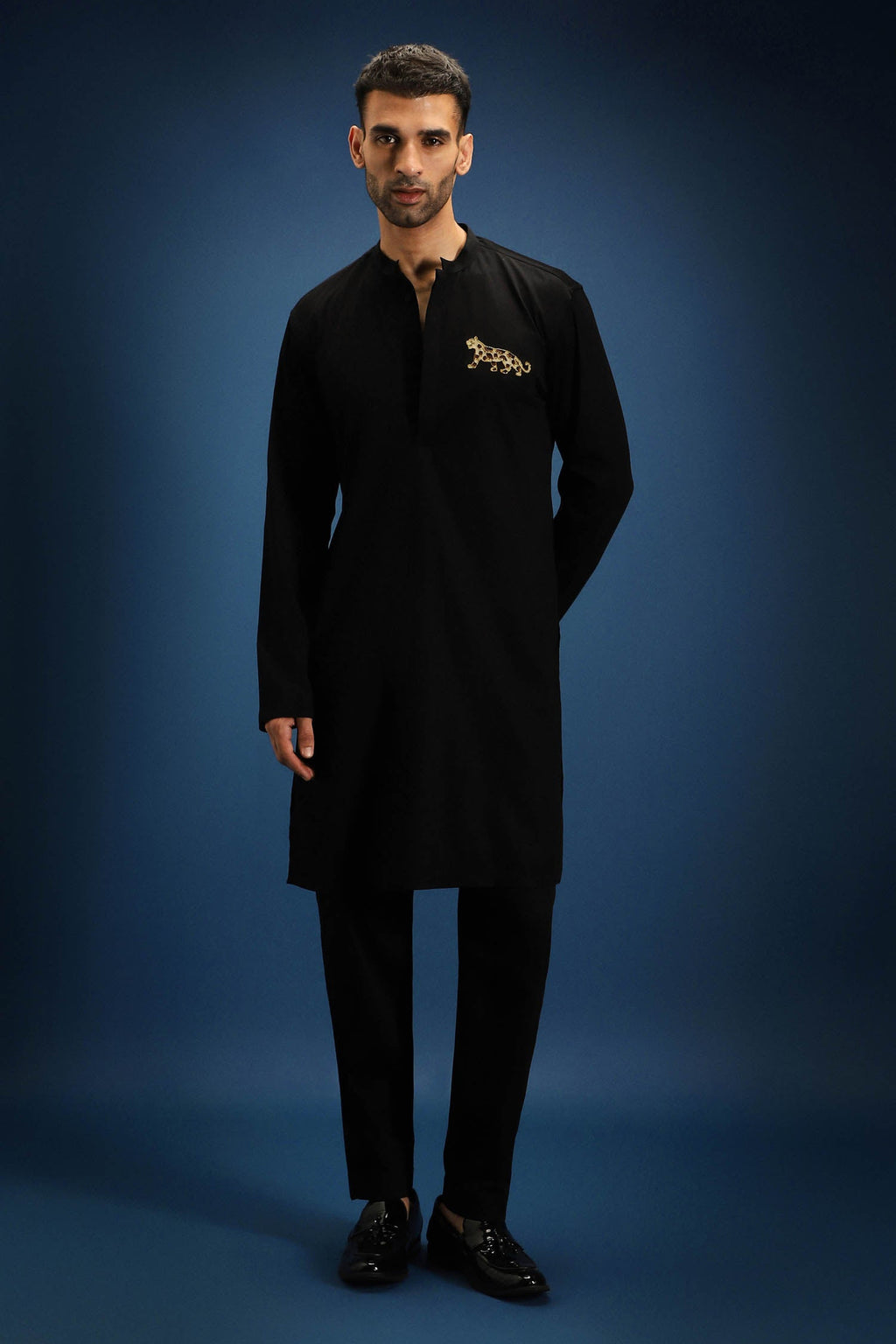 Hunter kurta - Hand Embroidered Designer Kurta - Black