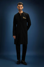 Hunter kurta - Hand Embroidered Designer Kurta - Black