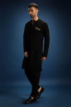 Hunter kurta - Hand Embroidered Designer Kurta - Black