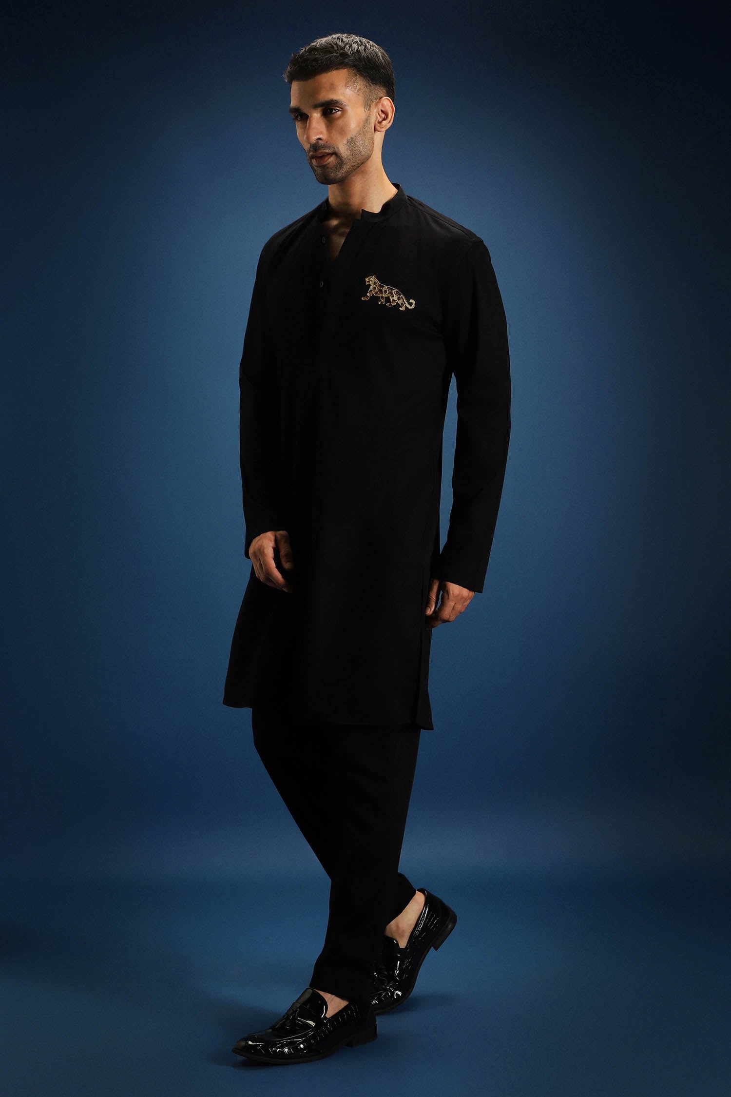 Hunter kurta - Hand Embroidered Designer Kurta - Black