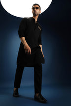 Hunter kurta - Hand Embroidered Designer Kurta - Black