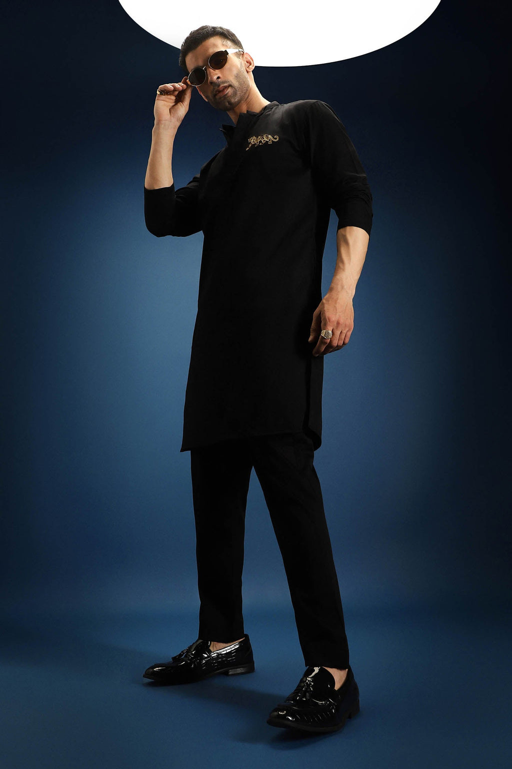 Hunter kurta - Hand Embroidered Designer Kurta - Black
