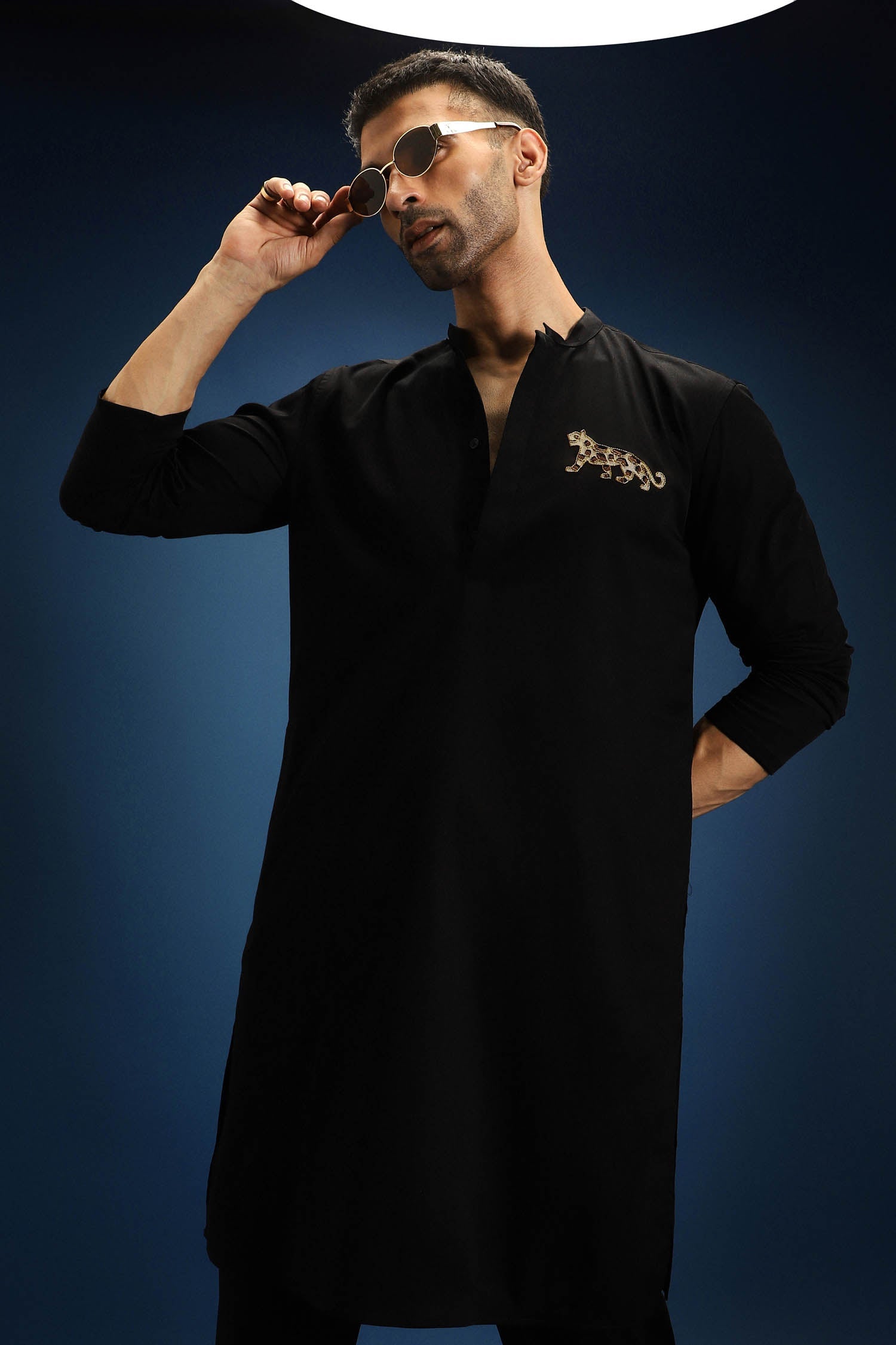 Hunter kurta - Hand Embroidered Designer Kurta - Black