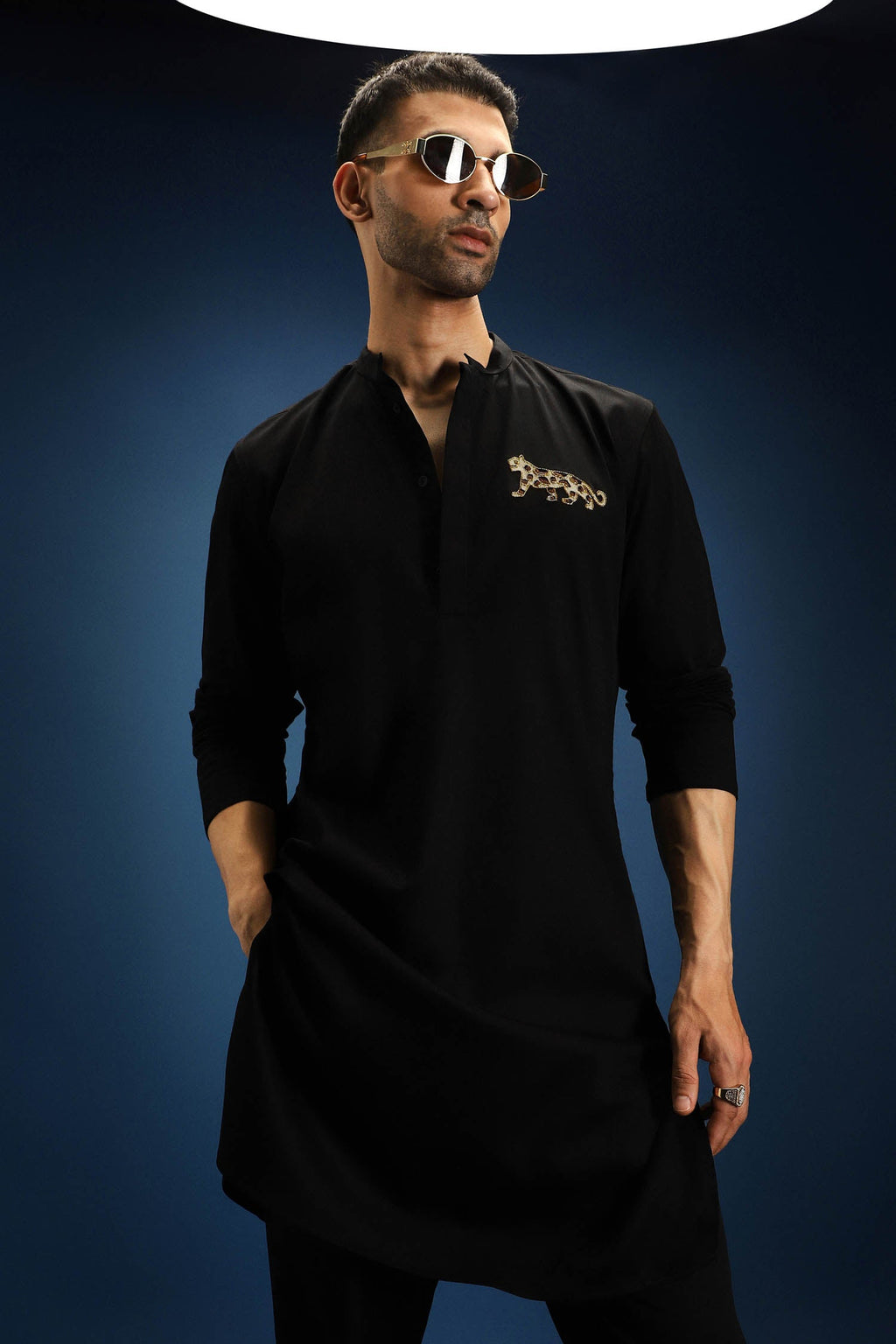 Hunter kurta - Hand Embroidered Designer Kurta - Black