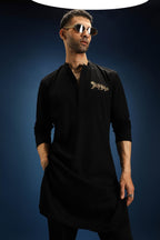 Hunter kurta - Hand Embroidered Designer Kurta - Black