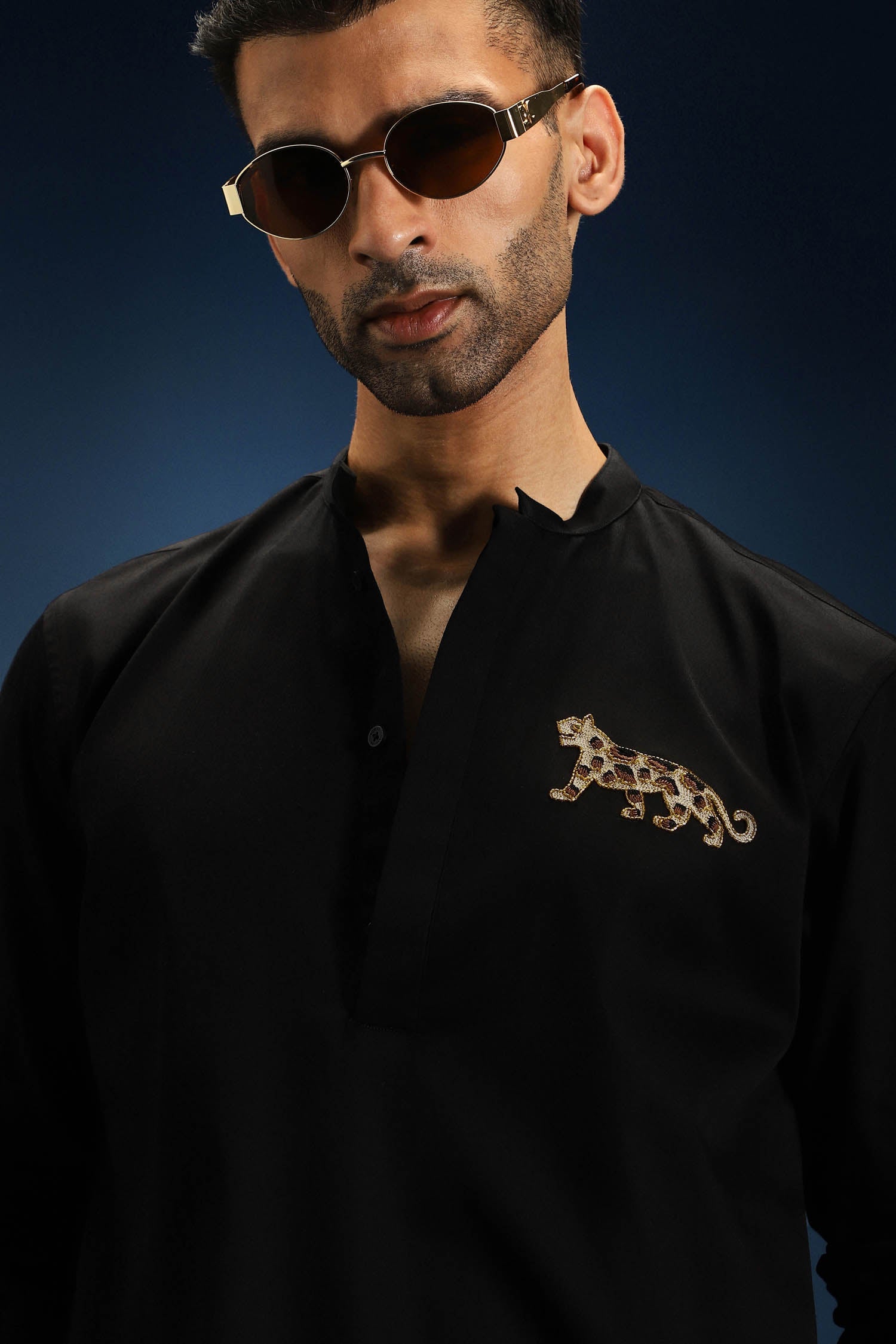 Hunter kurta - Hand Embroidered Designer Kurta - Black