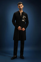 Sequence Kurta - Hand Embroidered Designer Kurta - Black