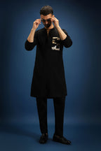 Sequence Kurta - Hand Embroidered Designer Kurta - Black