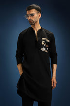 Sequence Kurta - Hand Embroidered Designer Kurta - Black