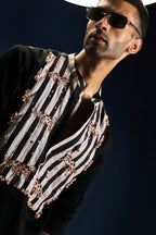 Nocturne Patch Kurta - Hand Embroidered Designer Kurta - Black