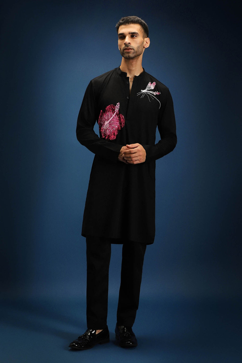 Solstice Kurta - Hand Embroidered Designer Kurta - Black