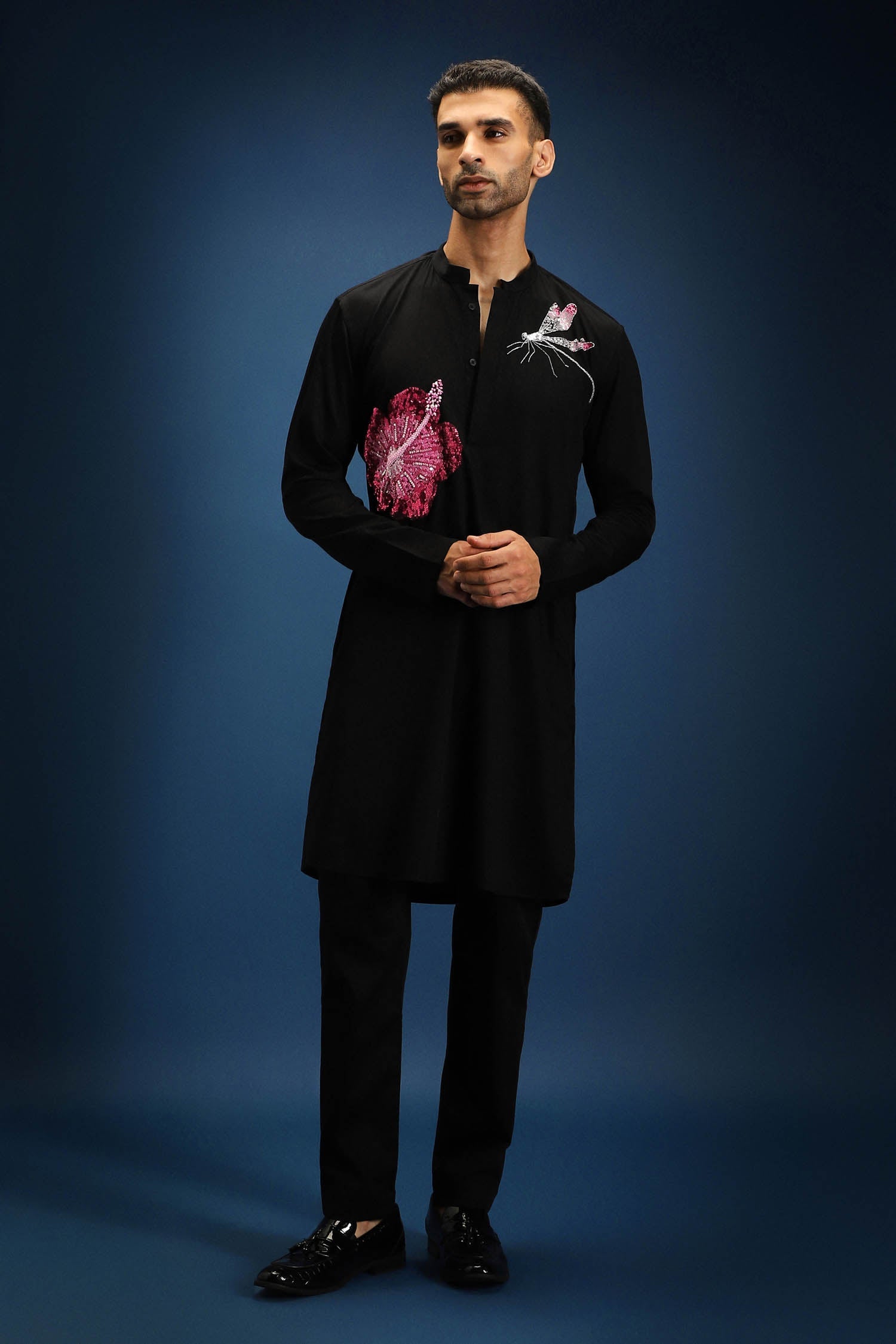 Solstice Kurta - Hand Embroidered Designer Kurta - Black